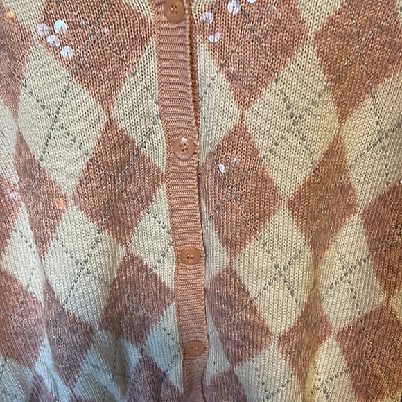 Ladies sparkly sweater sz M pink & white - Picture 3 of 7